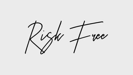 risk free, Calligraphy signature font, paper texture background,  Quote Conceptの写真素材
