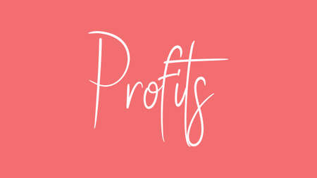 Profits, Calligraphy signature font, girly pinky background, Quote Conceptの写真素材