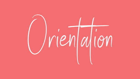 Orientation, Calligraphy signature font, girly pinky background, Quote Conceptの写真素材