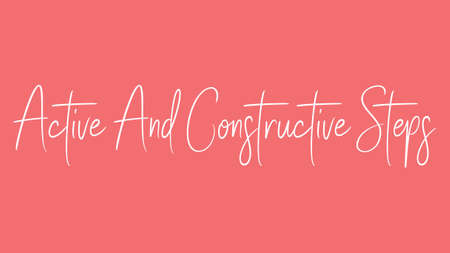 Active and Constructive Stop, Calligraphy signature font, girly pinky background, Quote Conceptの写真素材
