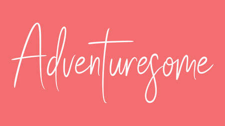 Adventuresome, Calligraphy signature font, girly pinky background, Quote Conceptの写真素材