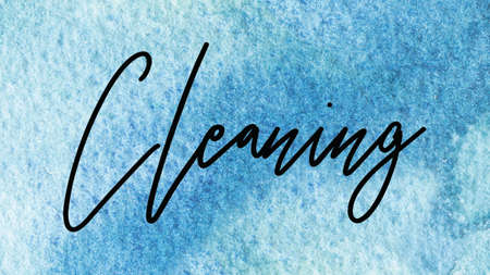 Cleaning Word on Watercolor Background, Watercolor background Concept Designの写真素材