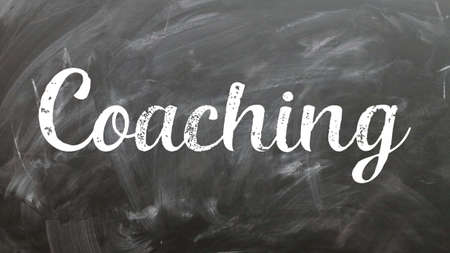 Coaching Word Concept, Blackboard Chalk background Concept Designの写真素材