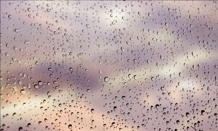 Background with rain drops close up. Rain drops on outdoor window, Closeup view transparent water...