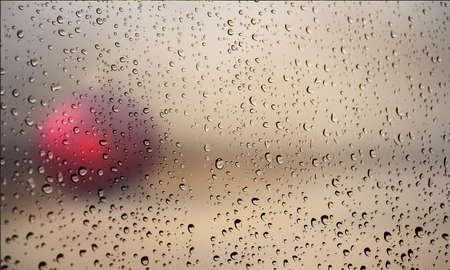 Background with rain drops close up. Rain drops on outdoor window, Closeup view transparent water...