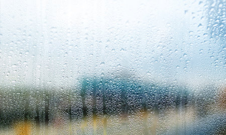 Condensation on the window. Rain drops on the glass. Abstract background.