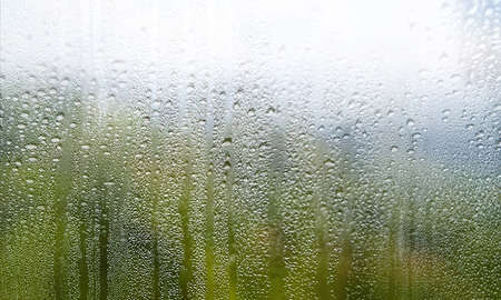 Water drops on the window, natural background, close-up.