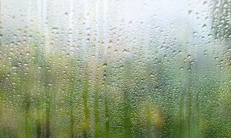 Background with rain drops on window glass, closeup view. Rainy weather