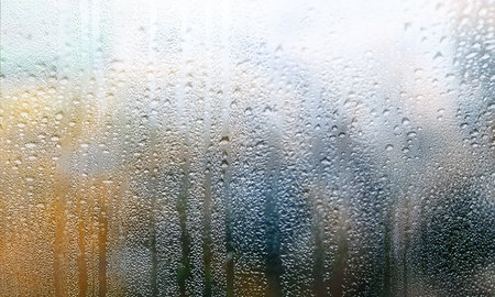 Water drops on the window, close-up. Raindrops on the window, blurred background.