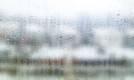 Water drops on the window glass. Rain drops on window glass.