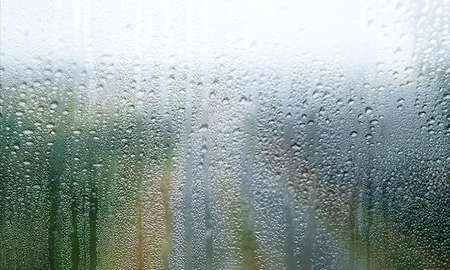 Condensation on the glass. Raindrops on the window. Close-up.