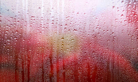 Drops of rain on window, closeup. Rainy weatherの写真素材