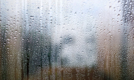 Condensation on the window. Raindrops on the window. Close-up.