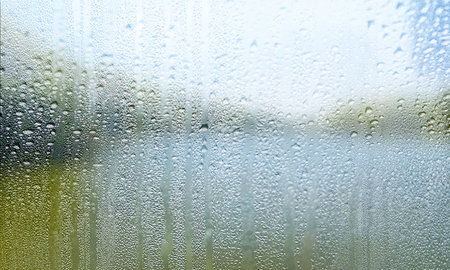 Background of condensation on the glass. Rain drops on the window.