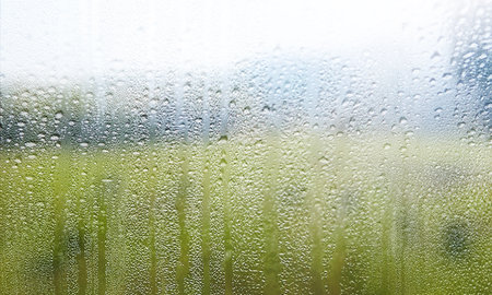 Water drops on the window, blurred background. Rainy day.