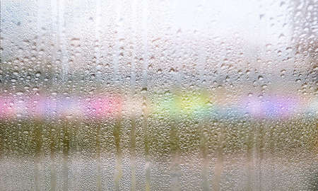 Rain drops on the window. Raindrops on the window. Natural background.の写真素材