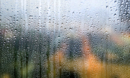 Water drops on window glass. Rain drops on window glass background.