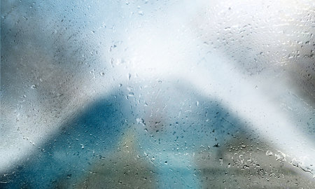 Background with rain drops close up. Rain drops on outdoor window, Closeup view transparent water...