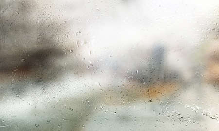 Background with rain drops close up. Rain drops on outdoor window, Closeup view transparent water...