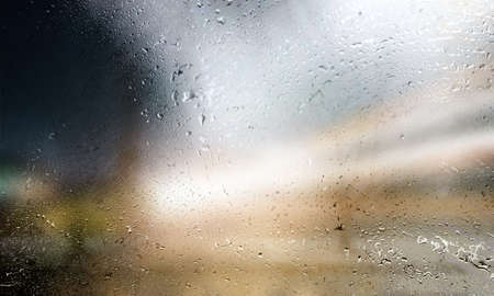 Background with rain drops close up. Rain drops on outdoor window, Closeup view transparent water...