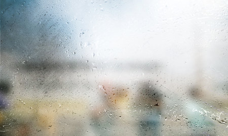 Background with rain drops close up. Rain drops on outdoor window, Closeup view transparent water...