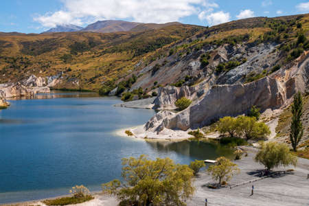 Blue Lake, St Bathans, Maniototo, Otago, New Zealand - Historic gold mining tailingsの写真素材