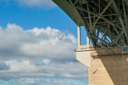 Bungy Jump from bridge, Auckland, New Zealandの写真素材