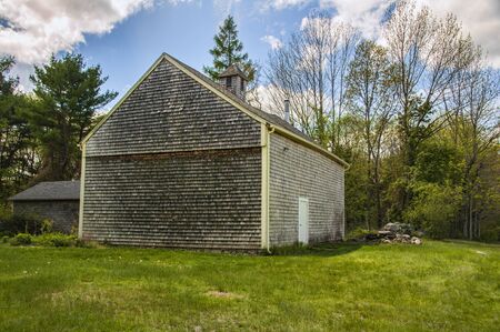 A barn in a small fieldの写真素材