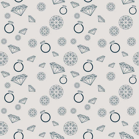 Pattern with jewelry goods such as diamonds, gemstones and ringsのイラスト素材