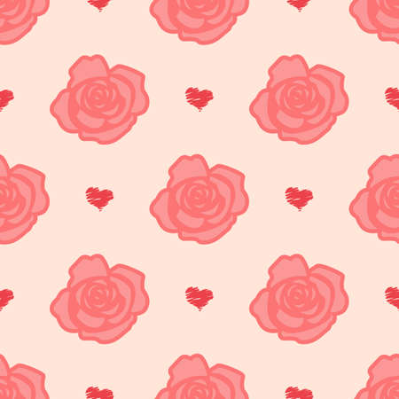 Gentle roses pattern with big and small flowersのイラスト素材