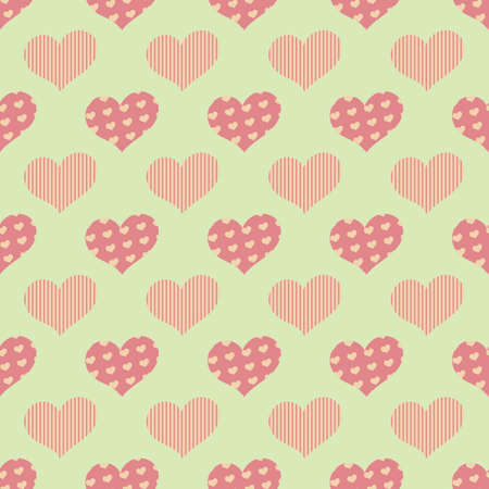 A seamless pattern with even hearts placed in geometric orderのイラスト素材