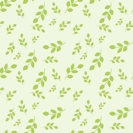 Seamless pattern with leaves placed randomly on light green backgroundのイラスト素材