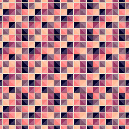 Abstract geometric pattern with squares of different colors connected like a mosaic. Different shades of pinkのイラスト素材