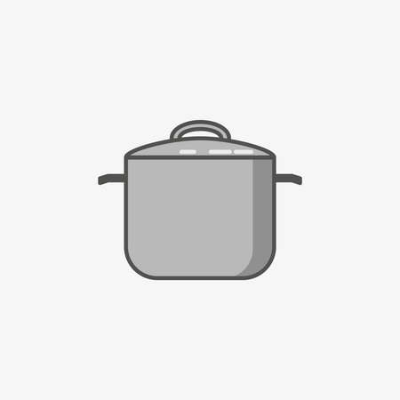 Traditional big saucepan on grey background. For manual cooking only. Kitchen utensils. Stock vectorのイラスト素材