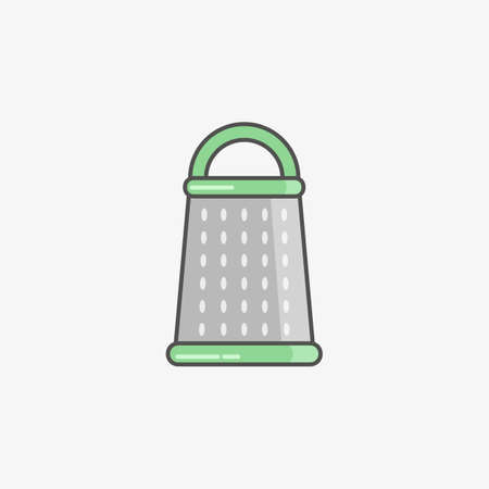 isolated icon of grater on light grey in flat style. Kitchen utensils for cooking.のイラスト素材
