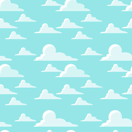 Seamless vector pattern with white clouds on light blue background.のイラスト素材