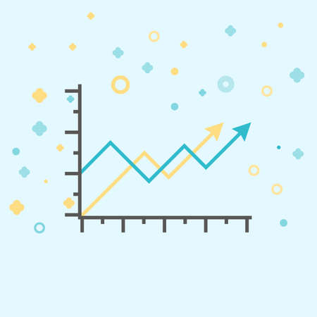 Business icon, management. Simple vector icon of a rising line diagram. Flat style.のイラスト素材