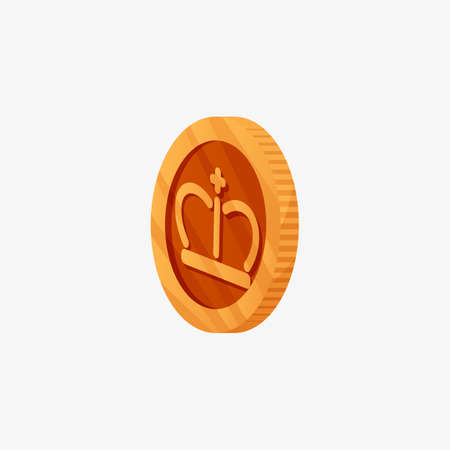 An icon for bronze coin from side view. 3D vector illustration. The third place award.のイラスト素材