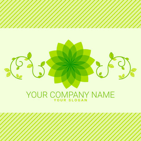 Green logotype with stylized leaves. Vector illustration. Company logotype.のイラスト素材