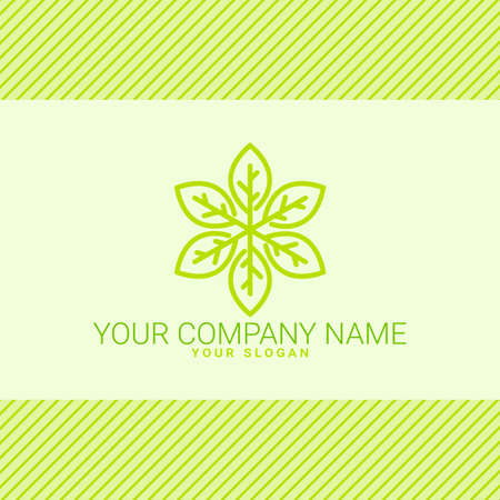 Logotype with stylized leaves in green colors. Vector illustration. Company logotype.のイラスト素材