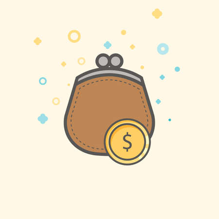 Simple Business and Finance Vector Flat Icon. Classic purse for keeping coins. Flat style icon.のイラスト素材
