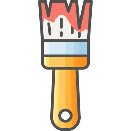 Simple art and hobby Vector Flat Icon. Classic badger brush with color on the tip. Flat style icon. 48x48 Pixel Perfect.のイラスト素材