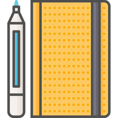 Simple art and hobby Vector Flat Icon. Classic marker with sketchbook for drawing. Flat style icon. 48x48 Pixel Perfect.のイラスト素材