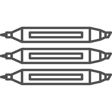Simple art and hobby Vector line art Icon. Set of three different markers. Line art style icon. 48x48 Pixel Perfect.のイラスト素材