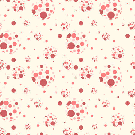 Seamless vector abstract pattern with pink circles of different sizes. Background for dress, manufacturing, wallpapers, prints, gift wrap and scrapbook.のイラスト素材