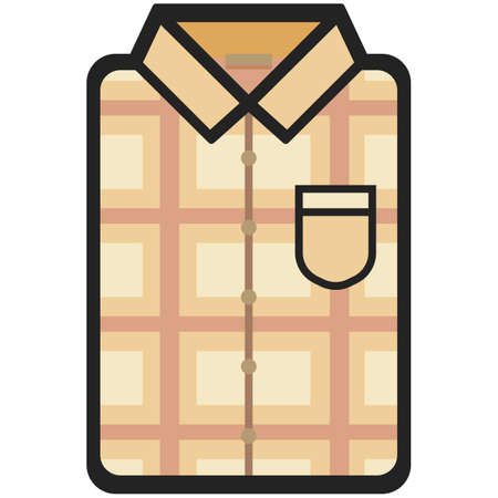 Vector Icon of a modern beige shirt with a plaid for men or woman in a flat style. Pixel perfect. Bussiness and office look. For shops and storesのイラスト素材