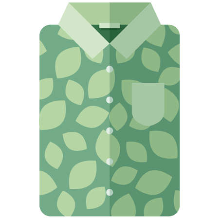 Vector Icon of a green modern shirt with leaves for men or women in a flat style without lines. Pixel perfect. Bussiness and office look. For shops and storesのイラスト素材