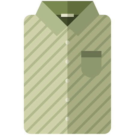 Vector Icon of a modern olive shirt with dark stripes for men or woman in a flat style without lines. Pixel perfect. Bussiness and office look. For shops and storesのイラスト素材