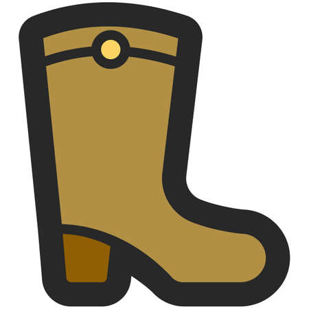 Vector icon of high boots for men or women in a flat style with an outline.のイラスト素材