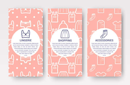 Shopping vertical banners with different clothes iconsのイラスト素材